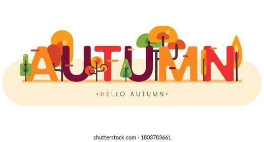 Autumn Text Art/Typograhpic with autumn stuff. Text Art for your season themed project.