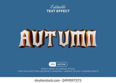 Autumn Text Effect 3D Style. Editable Text Effect Vector Template.