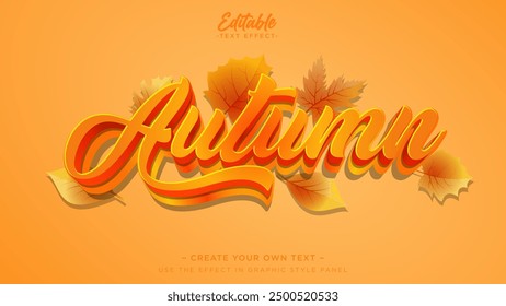 Autumn text effect banner headline, Ediatble text effect