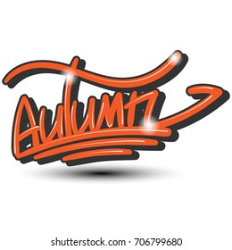Autumn text in graffiti style. Hand drawing. Vector