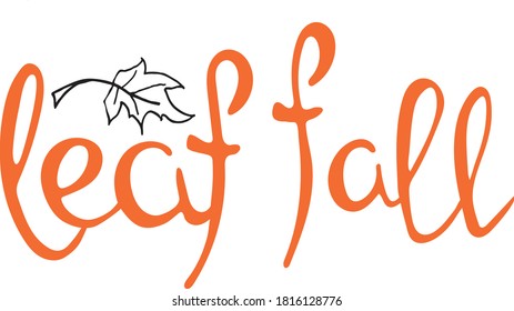 Autumn text for print or card. Leaf image EPS 10