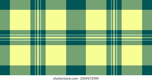 Autumn texture textile vector, romantic pattern check tartan. Rough seamless plaid background fabric in teal and lime color.