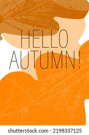 Autumn textured leaves card, abstract vector illustration
