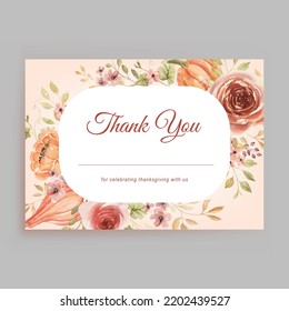 Autumn Thank You card Watercolor Style Templates