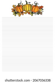 Autumn Thanksgivin stationery template with hand drawn decor 