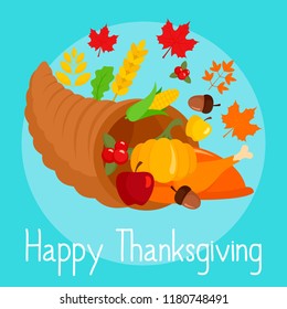 Autumn thanksgiving day concept background. Flat illustration of autumn thanksgiving day vector concept background for web design