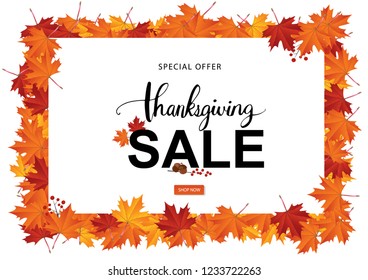 Autumn Thanksgiving Sale Season Vector Illustration 