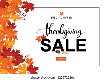 Autumn Thanksgiving Sale Season Vector Illustration 