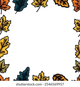 Autumn and thanksgiving seamless pattern with fall leaves and mushrooms, digital paper repeating background for fabric, wallpaper, wrapping paper and surface design