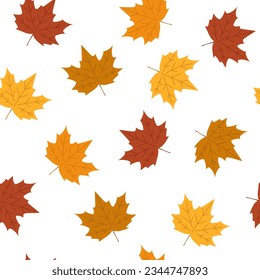 Otoño y acción de gracias patrón sin fisuras con hojas caídas. Ilustración del vector
