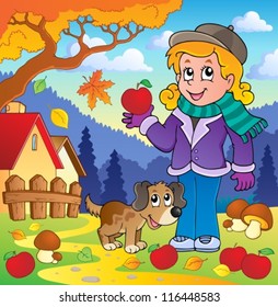 Imagen temática del otoño 1 - ilustración vectorial.