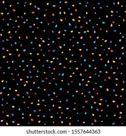 Autumn Theme Background with Multicolor Drops. Design Concept Kids Textile Print with Varicolored Drops can be Copied without any Seams on Dark Backdrop