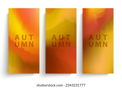 Autumn theme blurred backgrounds. Fall season color vertical backdrops for seasonal creative graphic design. Vector illustration.