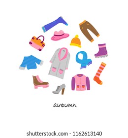 autumn theme. autumn clothes vector set.