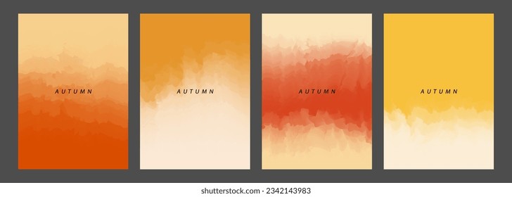 Autumn theme collection with smoke effect color gradients. Fall season colored backgrounds for creative seasonal graphic design. Vector illustration.