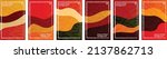 Autumn theme crushed paper vertical background template frame. Set of 6 color collections. Natural Fall Season color tones, hues. User interface backdrop texture, pattern. Online app visual concept.