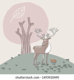 tema del otoño, ciervo en el bosque