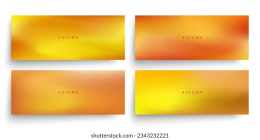 Autumn theme defocused horizontal banners. Fall season blurred backgrounds for seasonal creative graphic design. Vector illustration.