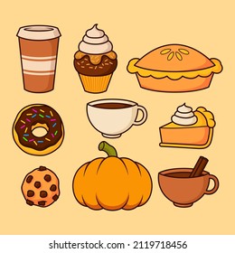 AUTUMN THEME DESSERT VECTOR ILLUSTRATION