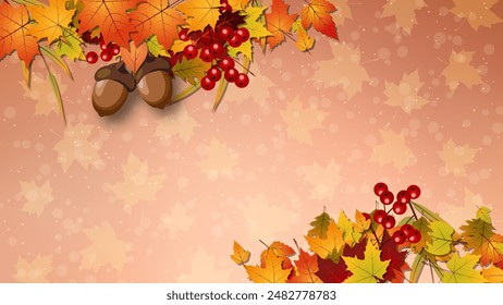 Autumn theme elegant vector background. Design for presentation, website, landing page, wallpaper, flyer, booklet, banner