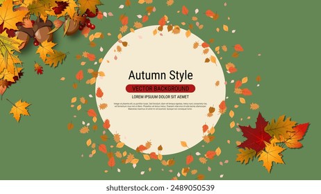 Autumn theme elegant vector background. Design for presentation, website, landing page, wallpaper, flyer, booklet, banner