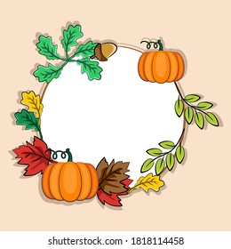 Autumn Theme Frame Greeting Cards Element with Place for Text