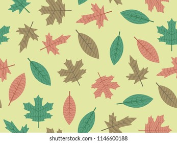 autumn theme fun colorful seamless pattern design with leaf shapes element