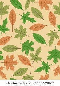 autumn theme fun colorful seamless pattern design with leaf shapes element