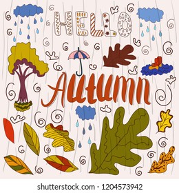 Autumn theme illustration. Hand-drawn elements.