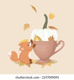 Autumn theme illustrations, cozy vector art