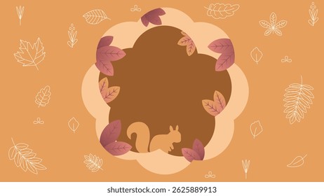 Autumn Theme Isolated background with squirrel. Background Autumn Season