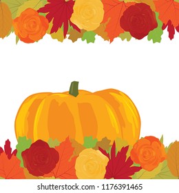 autumn theme, leafs, roses and pumpkin 
