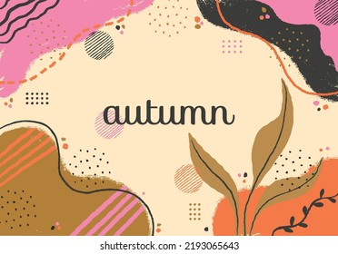 Tema de otoño paleta de color moderna ilustración del vector de fondo abstracto. Plantilla de doodle de la temporada de otoño de textura gruesa dibujada a mano. Sitio web, publicación en medios sociales, tarjeta de saludo, recurso gráfico digital