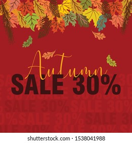 Autumn theme sale discount for social media feeds, banner, poster, and flyer