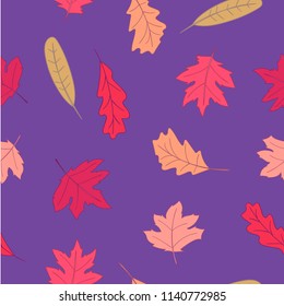 autumn theme seamless pattern design with leaf shape element