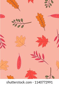 autumn theme seamless pattern design with leaf shape element
