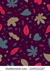 autumn theme seamless pattern design with colorful leaf shape element