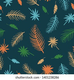 autumn theme seamless pattern design with colorful leaf shape element