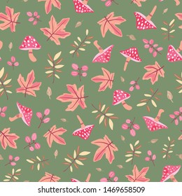 autumn theme seamless pattern design with colorful leaf shape element
