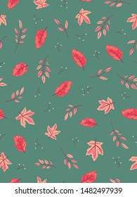 autumn theme seamless pattern design with colorful leaf shape element