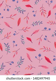 autumn theme seamless pattern design with colorful leaf shape element