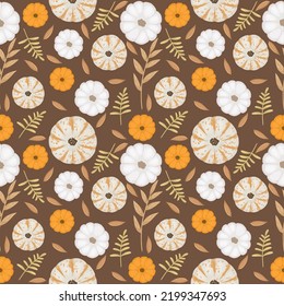 Autumn theme seamless pattern, vector art