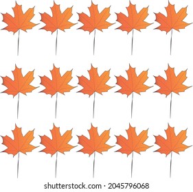 Autumn theme vector of bright orange maple leaves in rows to create a vibrant background. Fall, seasonal, copy space.