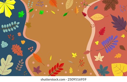 Cubiertas temáticas de otoño, fondos. Plantillas de otoño Abstractas para el diseño. Fondo natural del paisaje del otoño. Plantilla para la impresión, Anuncios, volantes para las redes sociales, Web, anuncios, ilustración promocional.