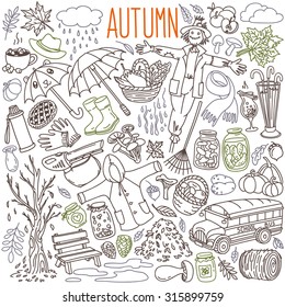 Autumn themed doodle set