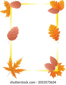 AUTUMN THEMED FRAME WHITE BACKROUND GOLD FRAME CAN FOR BACKROUND POSTER INVITATION WEDDING CARD PHOTO CARD