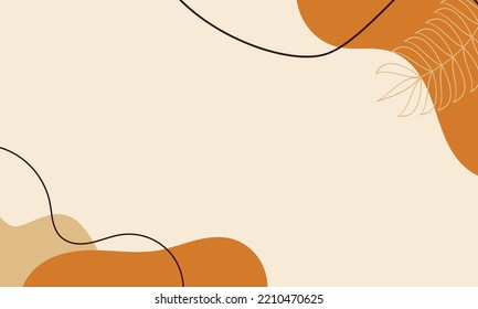Autumn themes background with organic shapes style. Abstract fall background with leaves and organic shapes. Suitable for wallpaper and banner purpose.