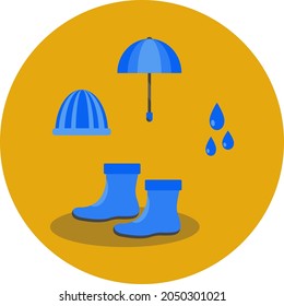 
autumn things in blue tones. vector illustration