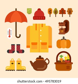 In the autumn think the object flat design vector illustration