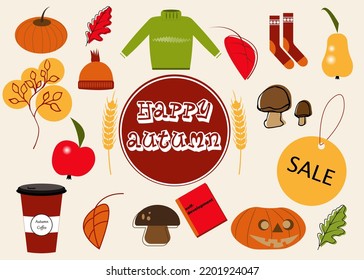 Autumn time association icons. Fall has come. Autumn set